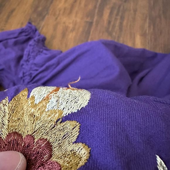 FREE PEOPLE Embroidered Fleur Du Jour Shift Mini Dress Purple - Picture 8 of 12